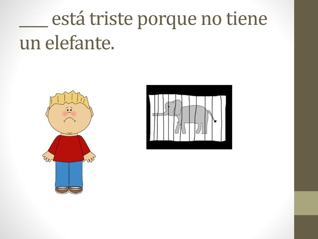 ____ está triste porque no tiene un elefante.