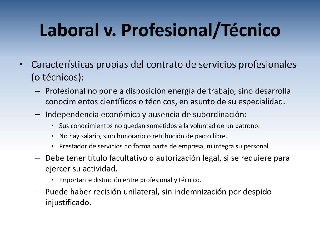 Laboral v. Profesional/Técnico