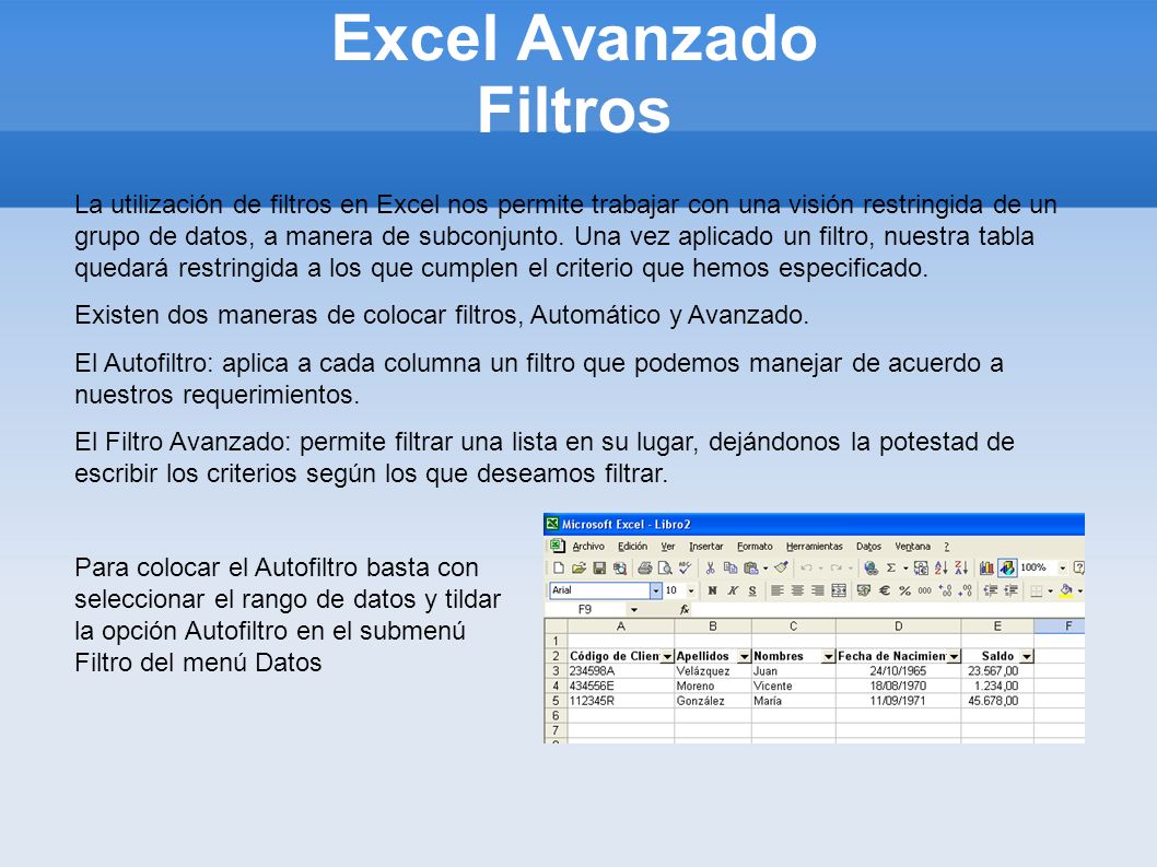 Excel Avanzado Filtros