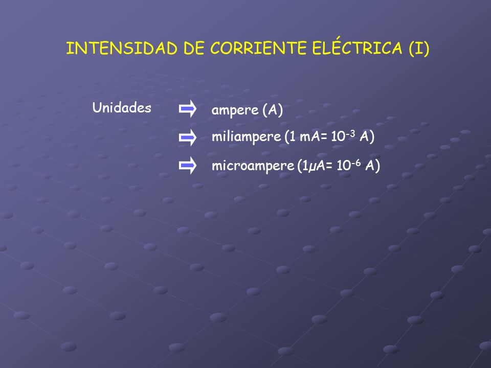 INTENSIDAD DE CORRIENTE ELÉCTRICA (I)