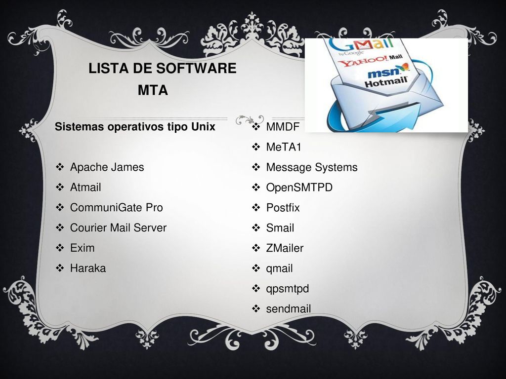LISTA DE SOFTWARE MTA Sistemas operativos tipo Unix MMDF MeTA1
