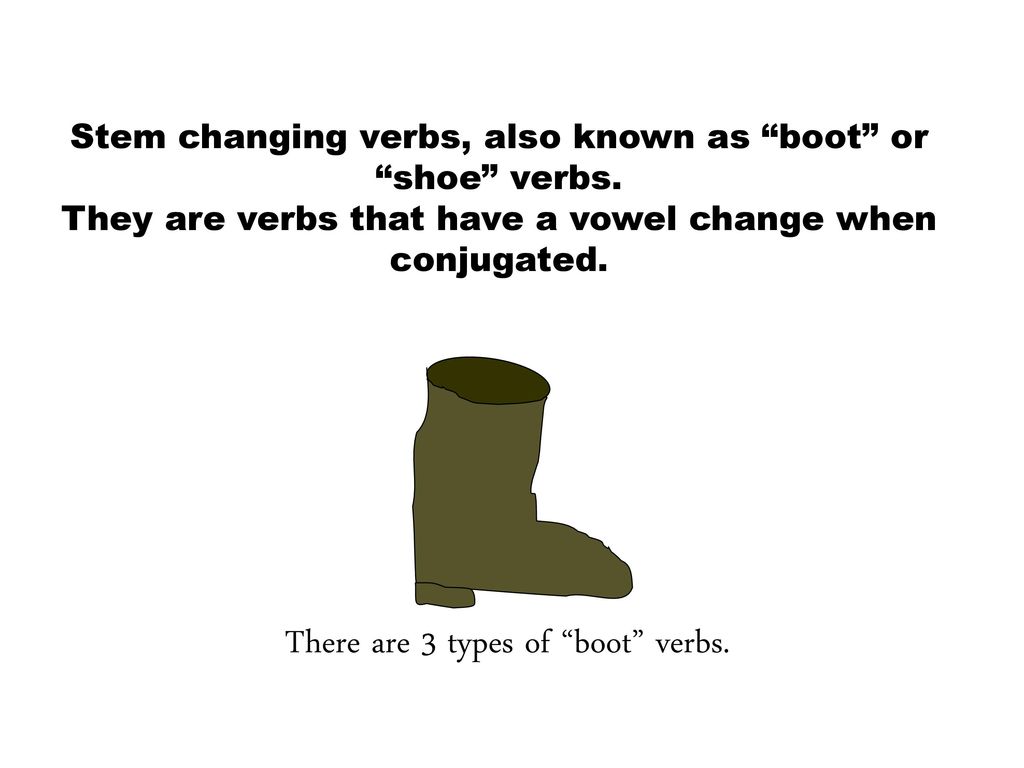There are 3 types of boot verbs.