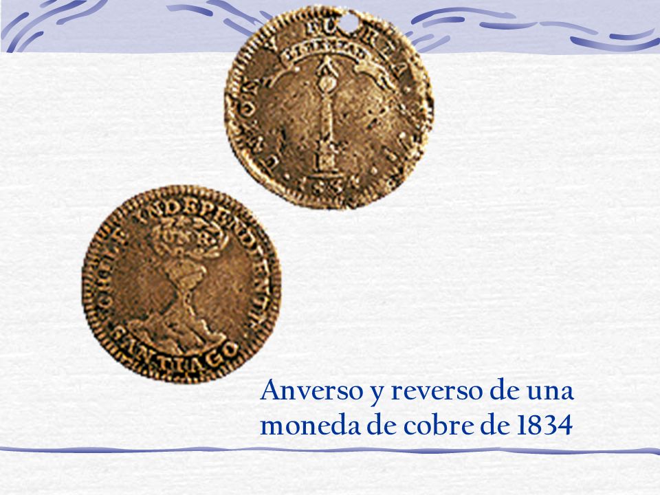 Anverso y reverso de una moneda de cobre de 1834