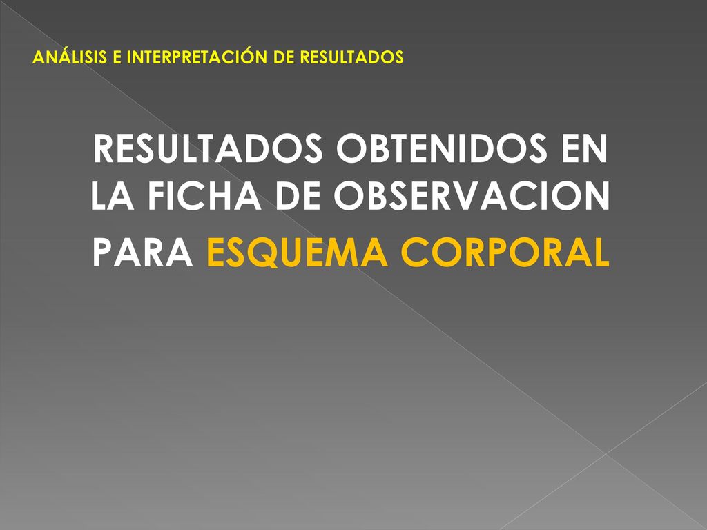 RESULTADOS OBTENIDOS EN LA FICHA DE OBSERVACION PARA ESQUEMA CORPORAL