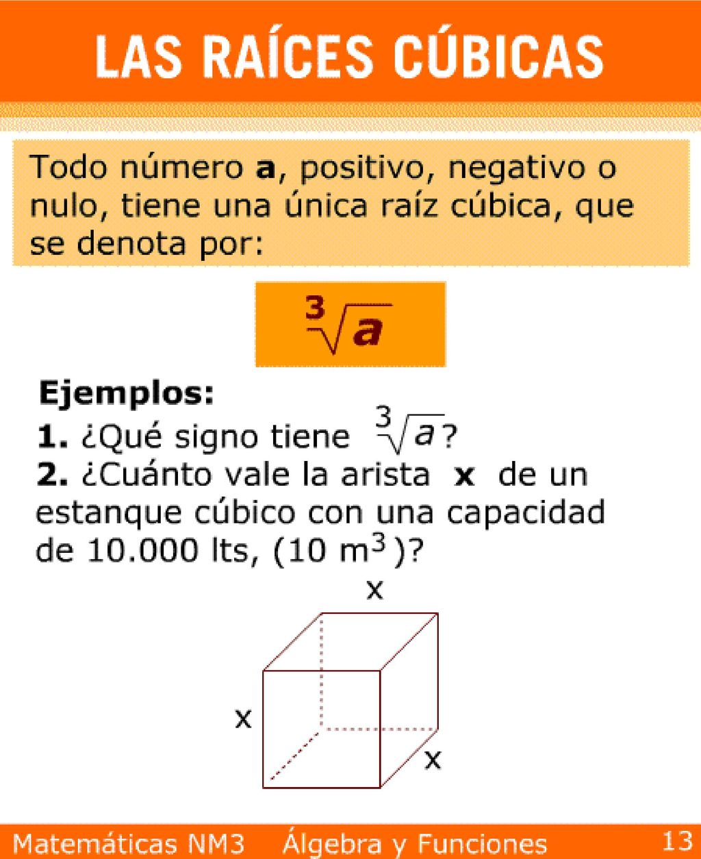 Resp: El mismo signo de a 2) Raíz cúbica de 10