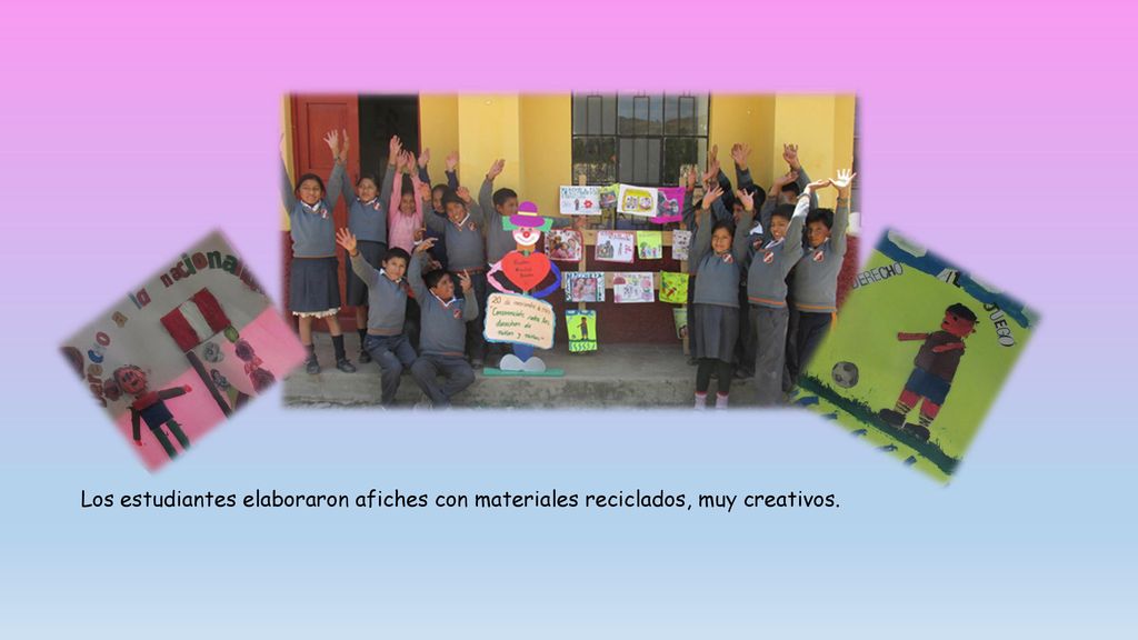 Los estudiantes elaboraron afiches con materiales reciclados, muy creativos.