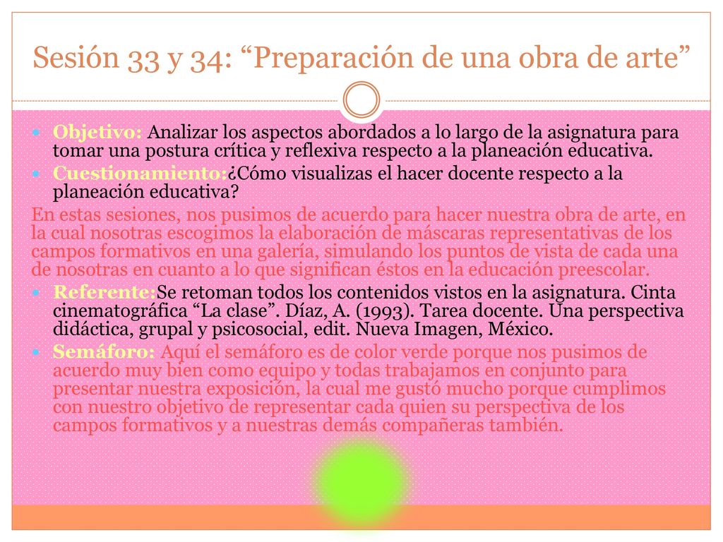 Sesión 33 y 34: Preparación de una obra de arte