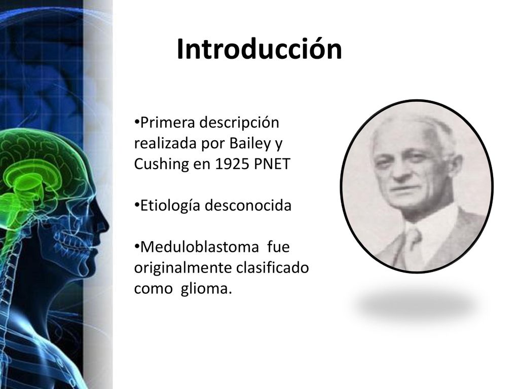 Introducción Primera descripción realizada por Bailey y Cushing en 1925 PNET. Etiología desconocida.