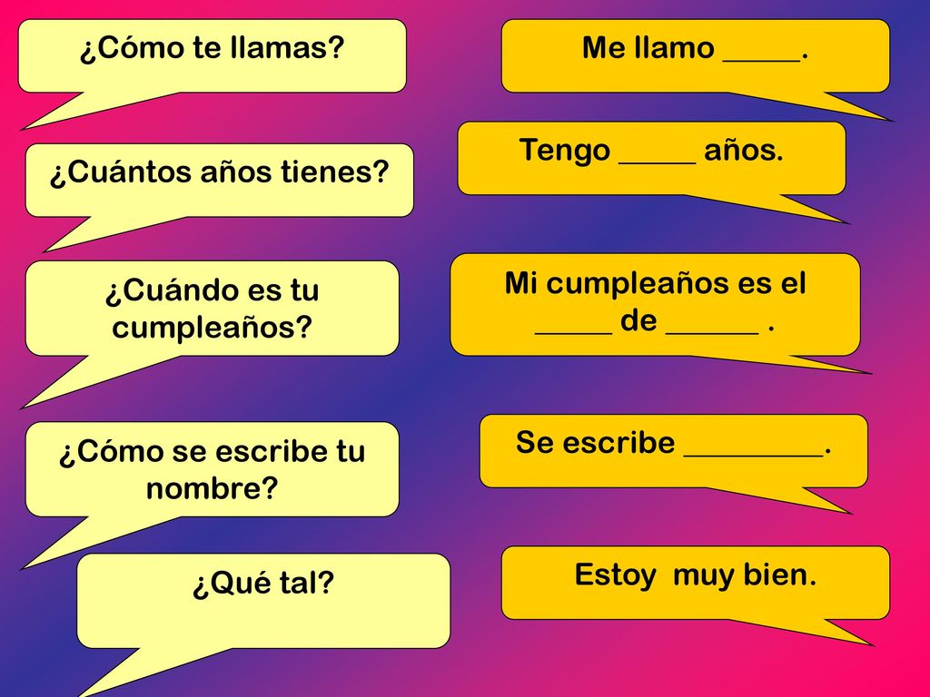 Mi cumpleaños es el _____ de ______ . ¿Cuándo es tu cumpleaños