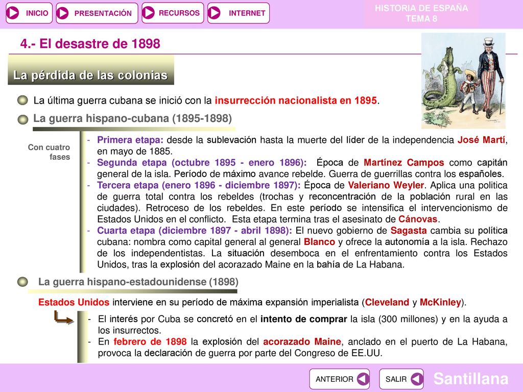4.- El desastre de 1898 La pérdida de las colonias