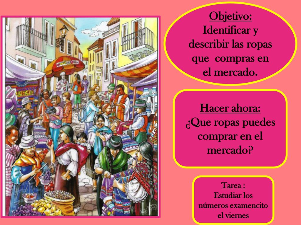 Identificar y describir las ropas que compras en el mercado.