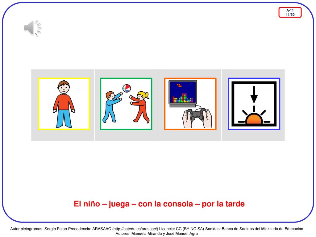 El niño – juega – con la consola – por la tarde