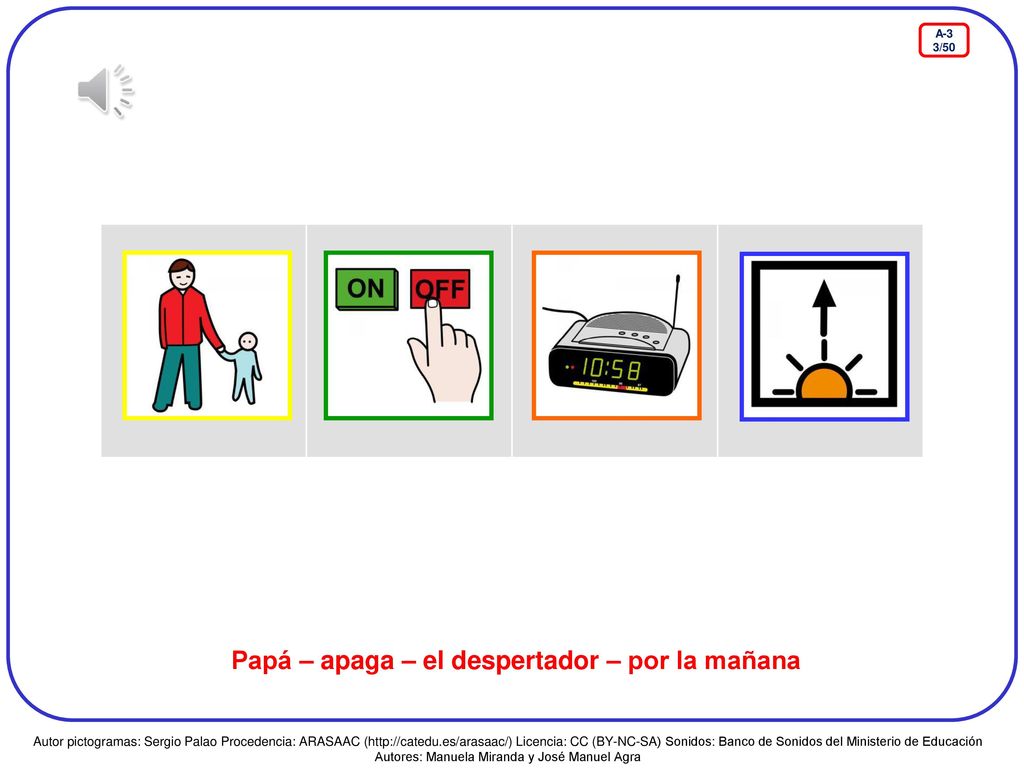 Papá – apaga – el despertador – por la mañana
