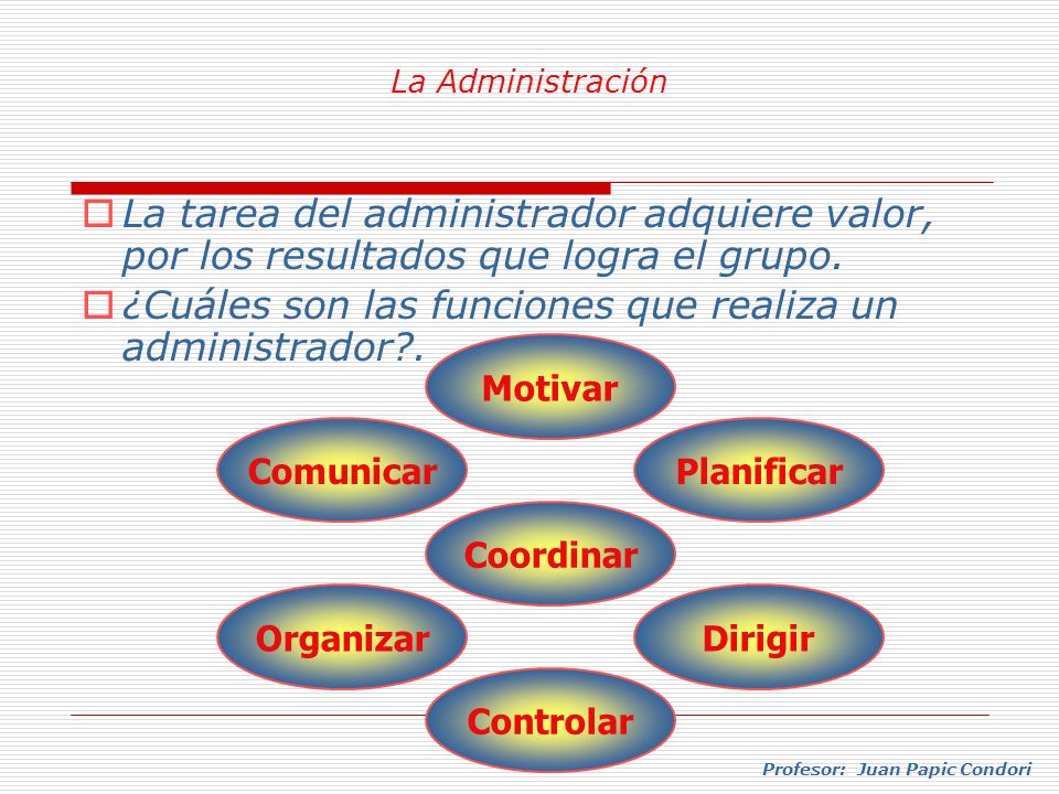 ¿Cuáles son las funciones que realiza un administrador .