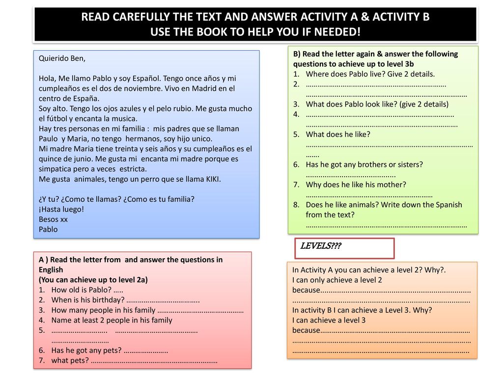 READ CAREFULLY THE TEXT AND ANSWER ACTIVITY A & ACTIVITY B