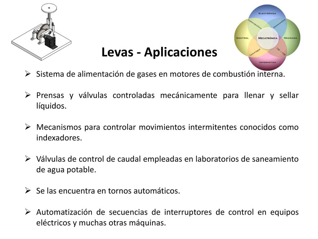 Levas - Aplicaciones Sistema de alimentación de gases en motores de combustión interna.