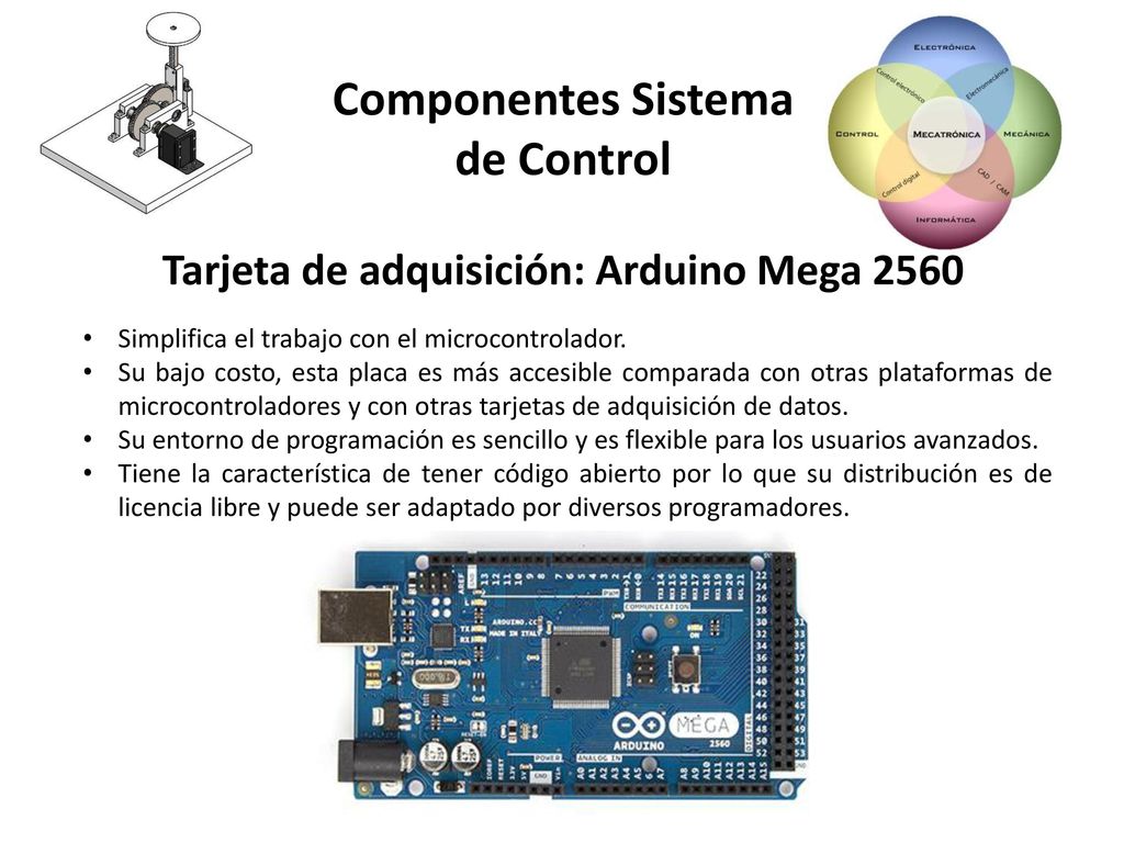 Componentes Sistema de Control Tarjeta de adquisición: Arduino Mega 2560