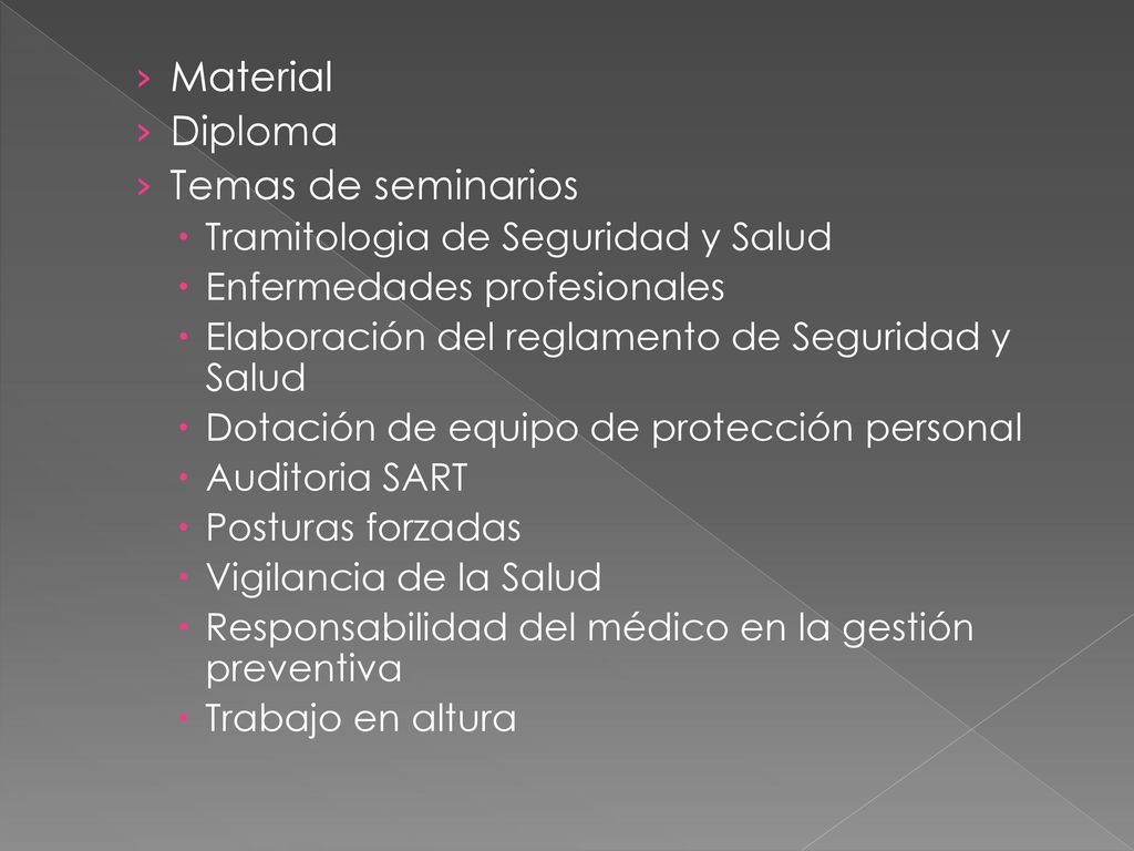 Material Diploma Temas de seminarios Tramitologia de Seguridad y Salud