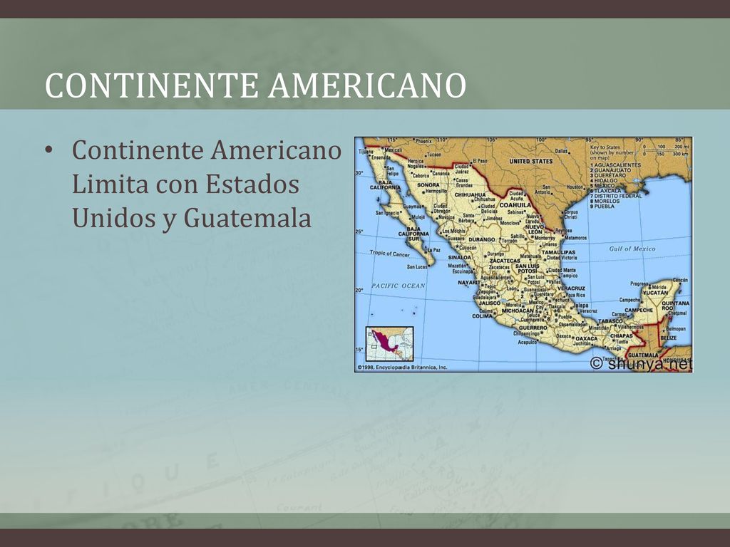 Continente Americano Continente Americano Limita con Estados Unidos y Guatemala.