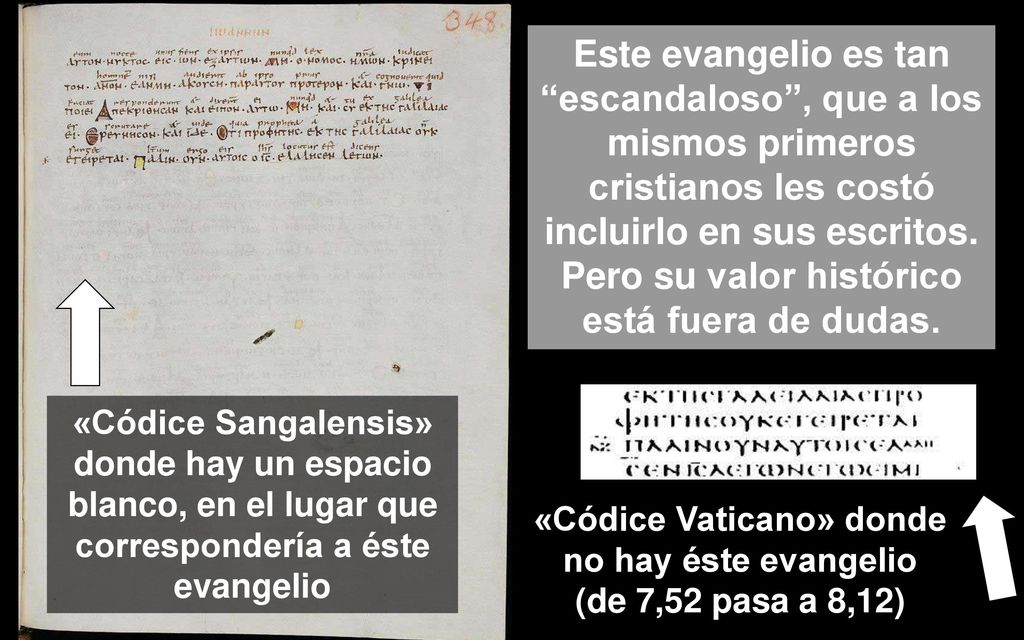«Códice Vaticano» donde no hay éste evangelio (de 7,52 pasa a 8,12)