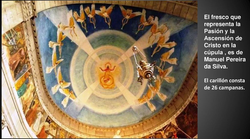 El fresco que representa la Pasión y la Ascensión de Cristo en la cúpula , es de Manuel Pereira da Silva.