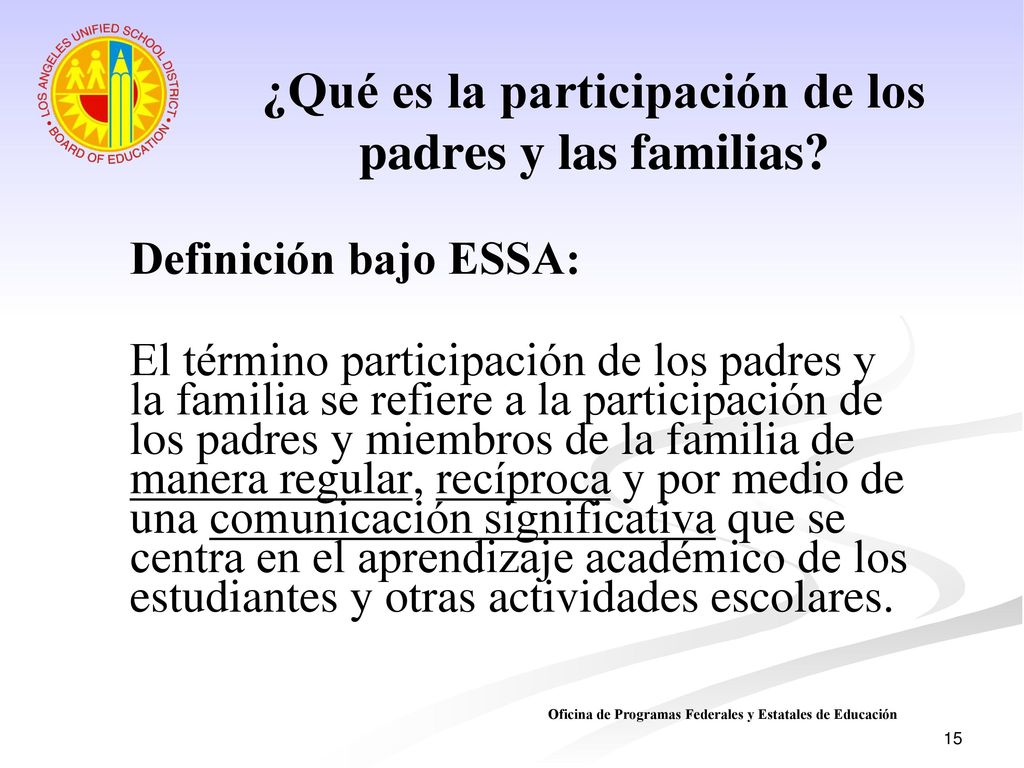 ¿Qué es la participación de los padres y las familias