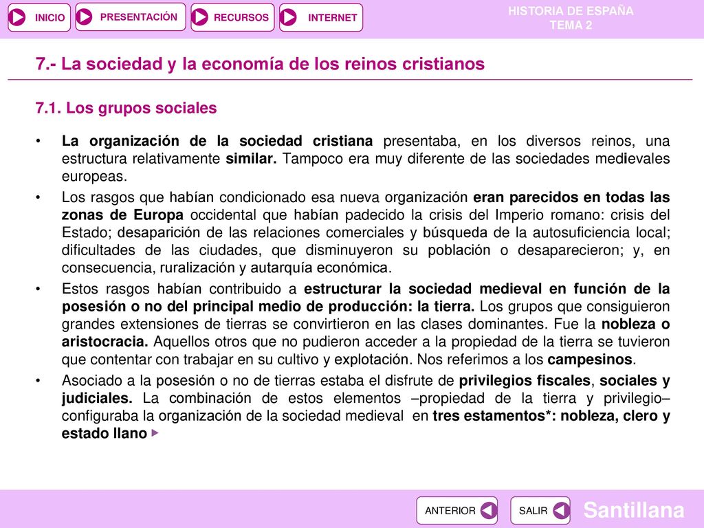 7.- La sociedad y la economía de los reinos cristianos