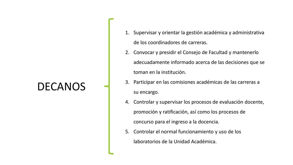 Supervisar y orientar la gestión académica y administrativa de los coordinadores de carreras.
