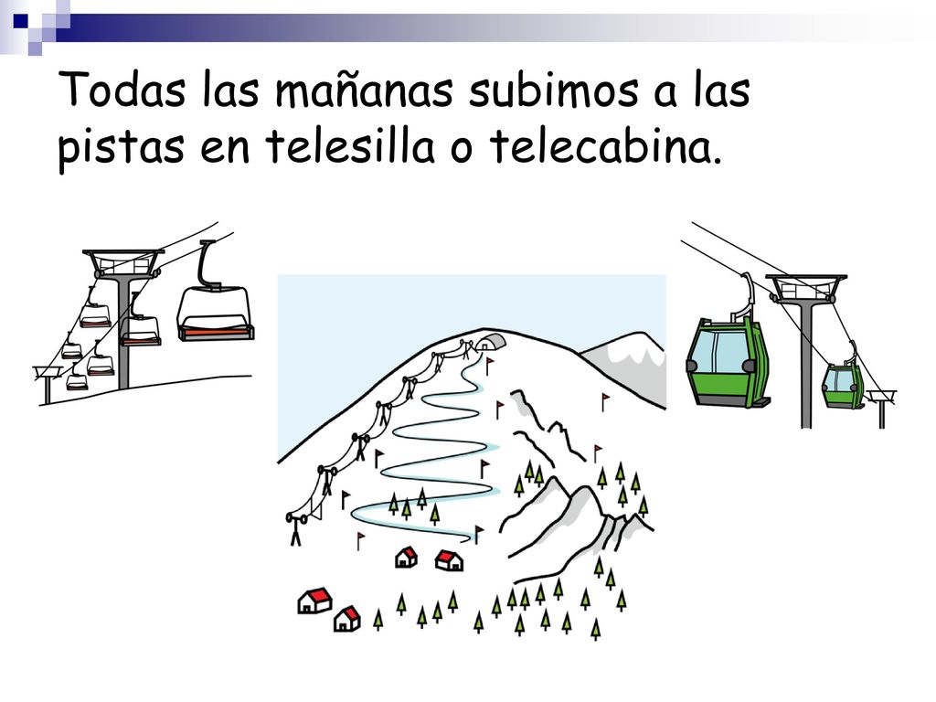 Todas las mañanas subimos a las pistas en telesilla o telecabina.