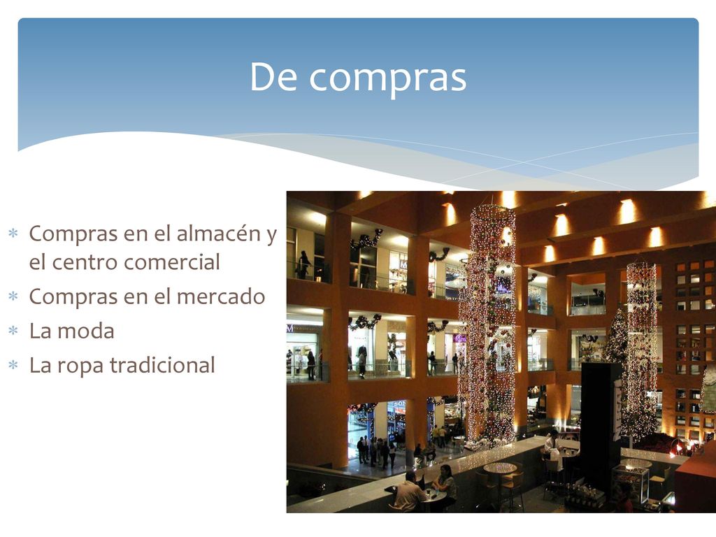 De compras Compras en el almacén y el centro comercial