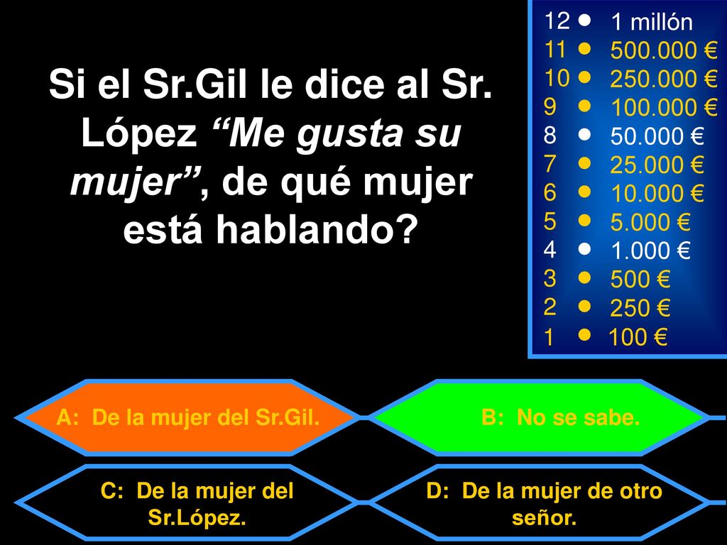 C: De la mujer del Sr.López. D: De la mujer de otro señor.