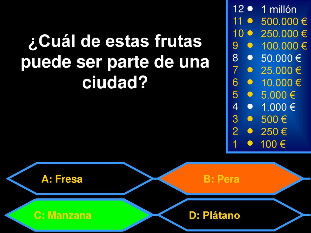 ¿Cuál de estas frutas puede ser parte de una ciudad