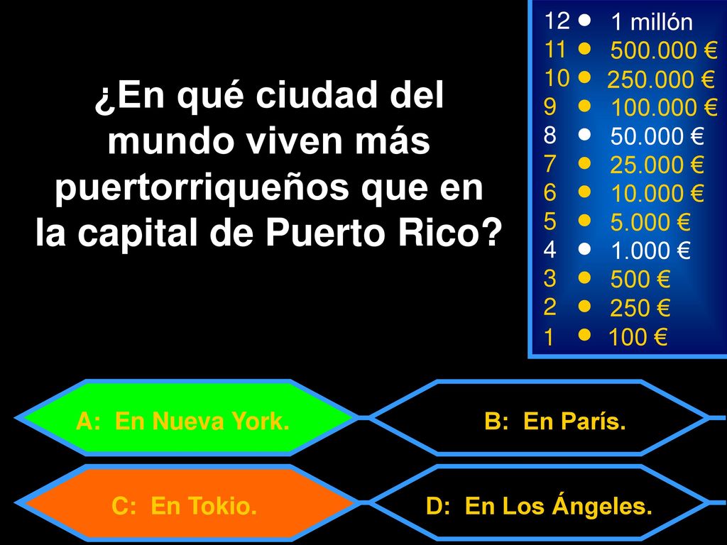 12 1 millón € € ¿En qué ciudad del mundo viven más puertorriqueños que en la capital de Puerto Rico