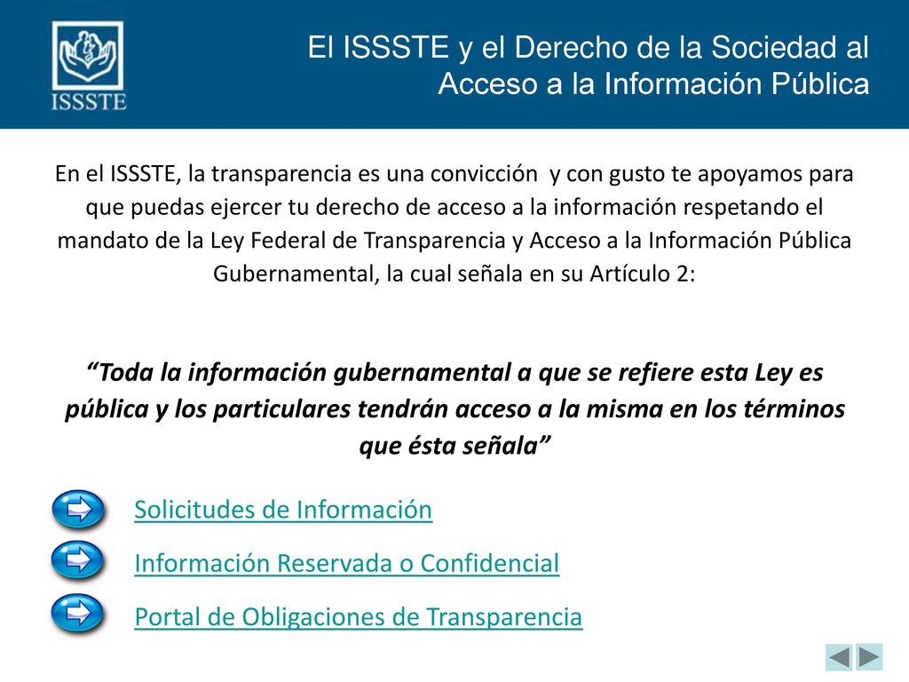 El ISSSTE y el Derecho de la Sociedad al Acceso a la Información Pública