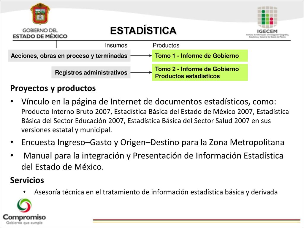 ESTADÍSTICA Proyectos y productos