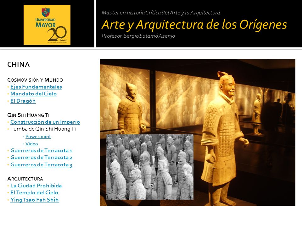 Master en historia Crítica del Arte y la Arquitectura Arte y Arquitectura de los Orígenes Profesor Sergio Salamó Asenjo