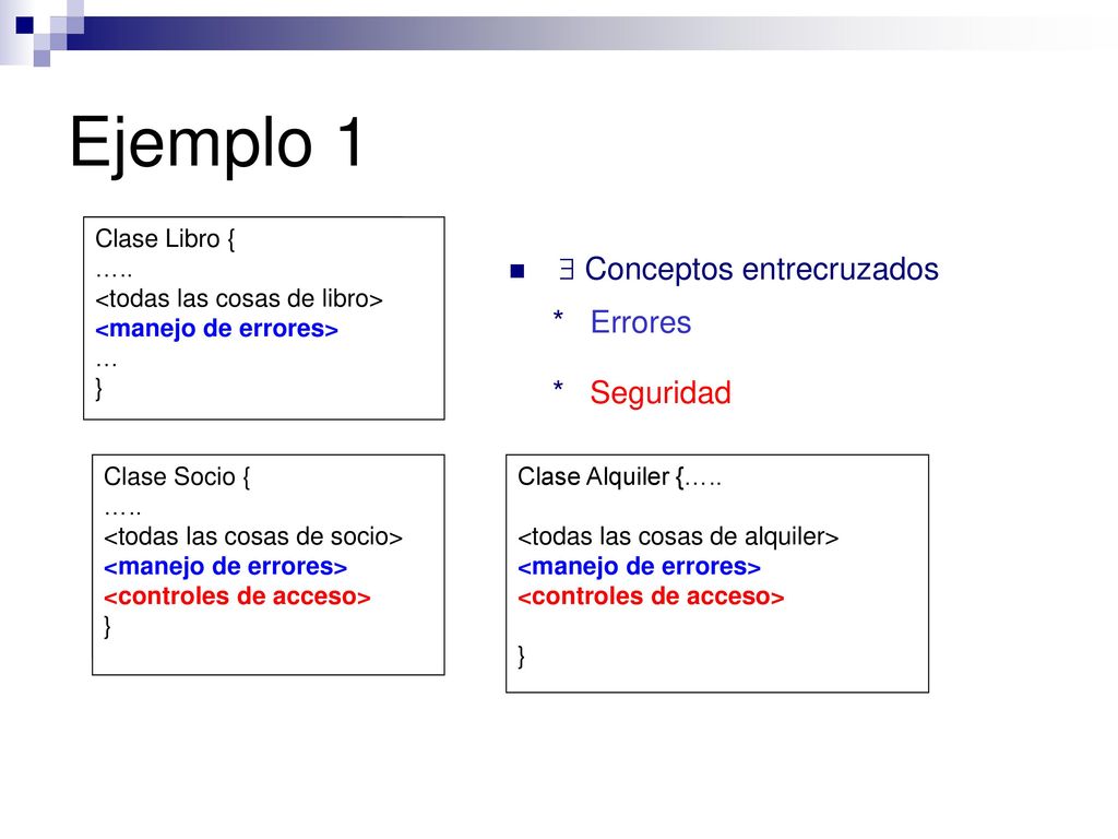 Ejemplo 1  Conceptos entrecruzados * Errores * Seguridad