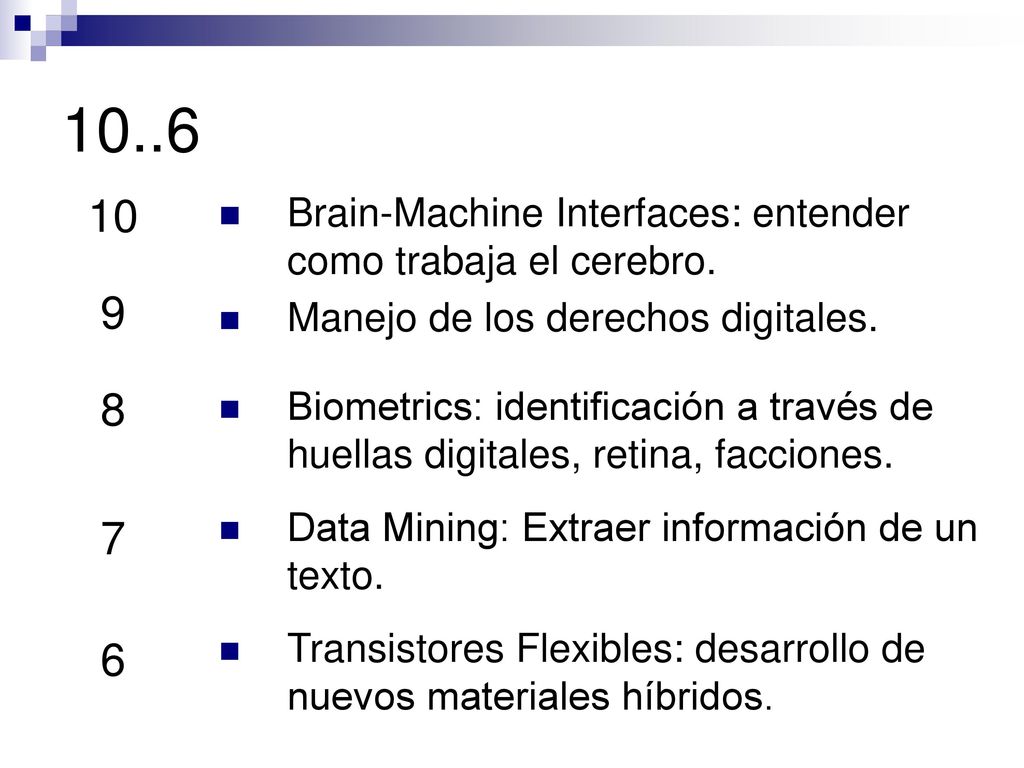 Brain-Machine Interfaces: entender como trabaja el cerebro. 9. Manejo de los derechos digitales.