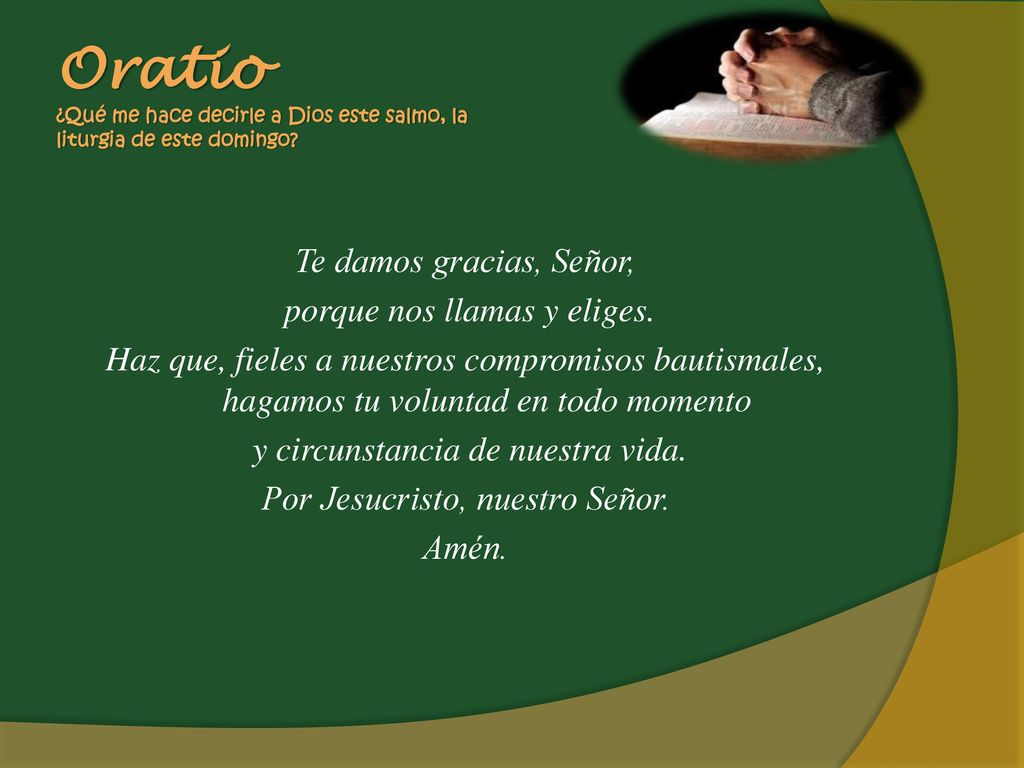 Oratio ¿Qué me hace decirle a Dios este salmo, la liturgia de este domingo