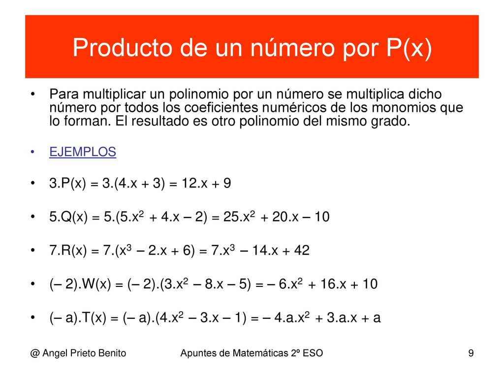 Producto de un número por P(x)