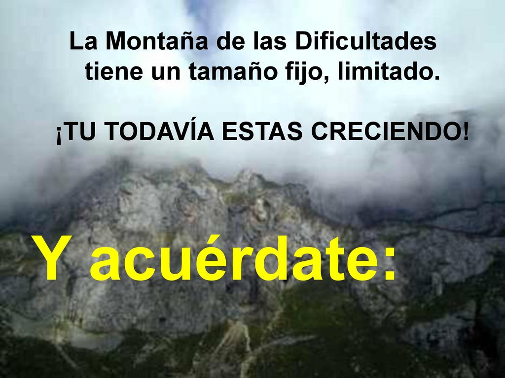 La Montaña de las Dificultades tiene un tamaño fijo, limitado