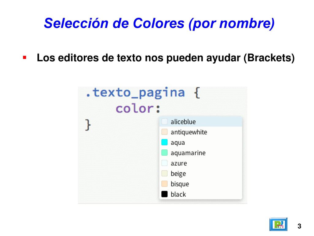 Selección de Colores (por nombre)