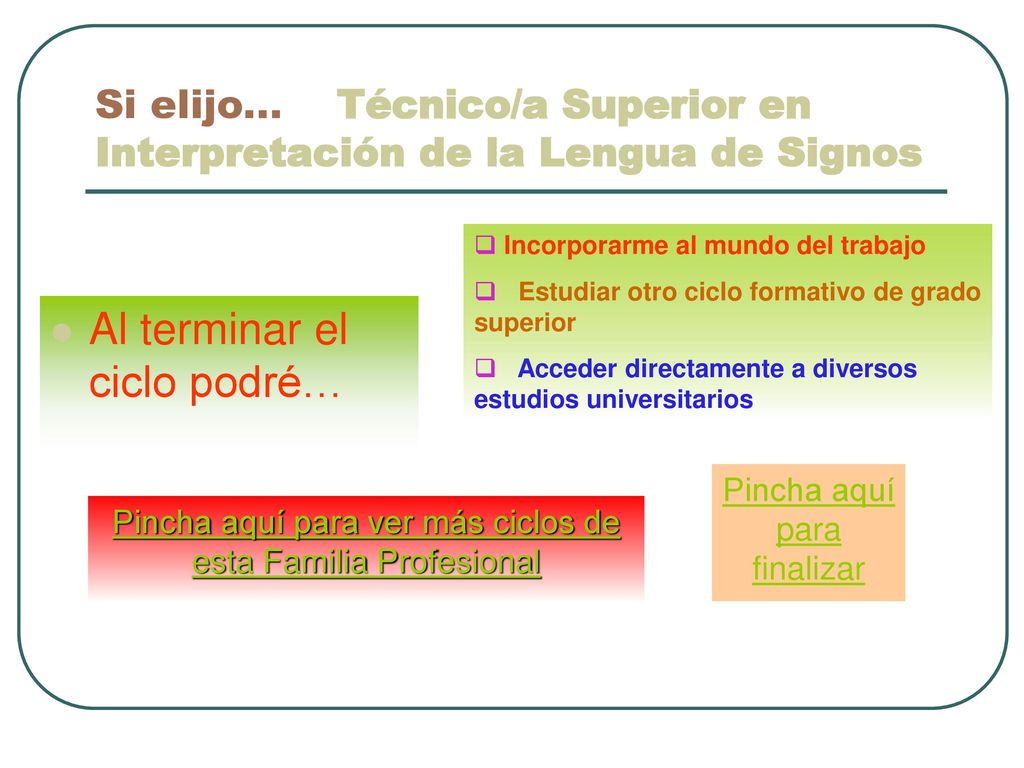 Si elijo… Técnico/a Superior en Interpretación de la Lengua de Signos