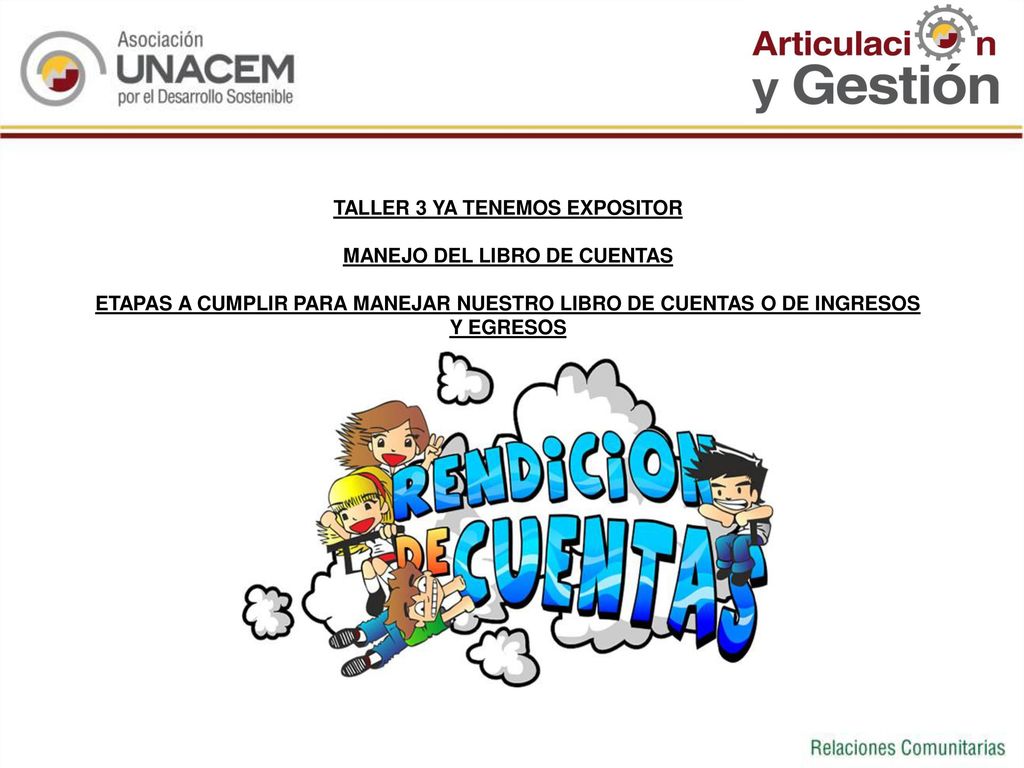 TALLER 3 YA TENEMOS EXPOSITOR MANEJO DEL LIBRO DE CUENTAS