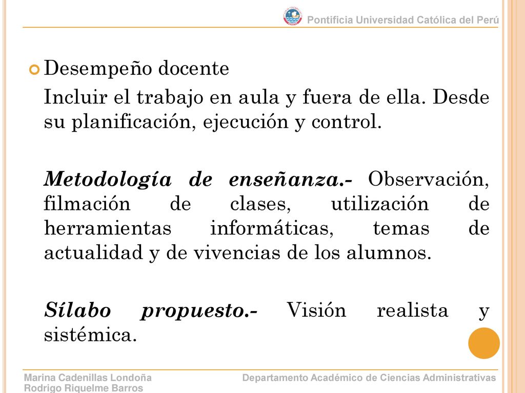 Sílabo propuesto.- Visión realista y sistémica.