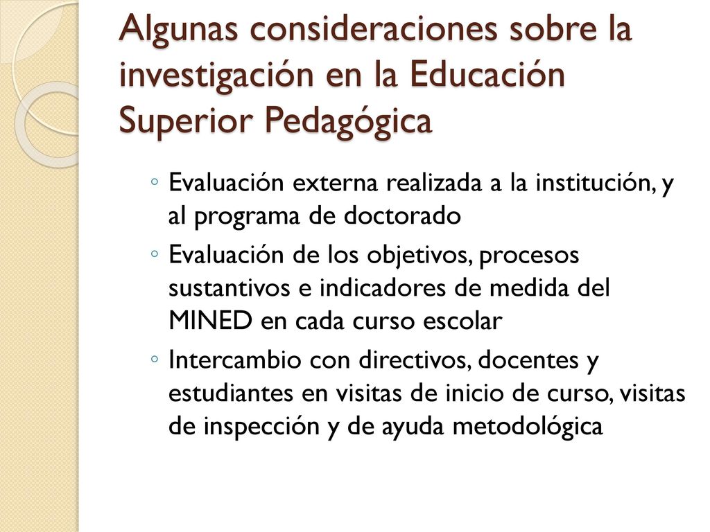 Algunas consideraciones sobre la investigación en la Educación Superior Pedagógica