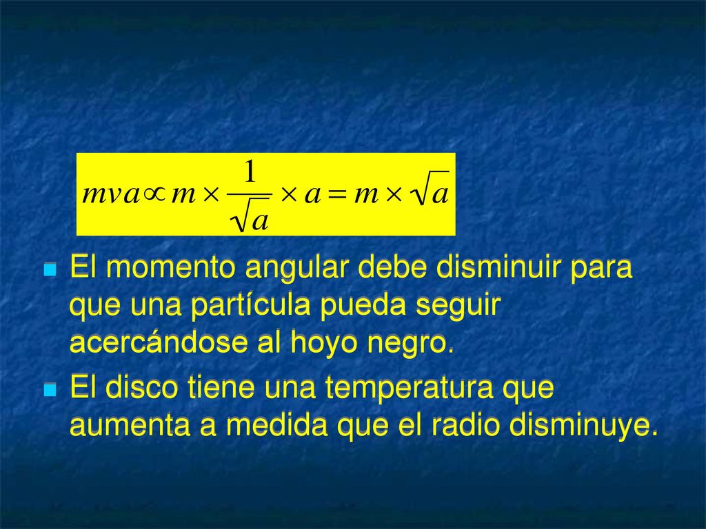 El momento angular debe disminuir para que una partícula pueda seguir acercándose al hoyo negro.