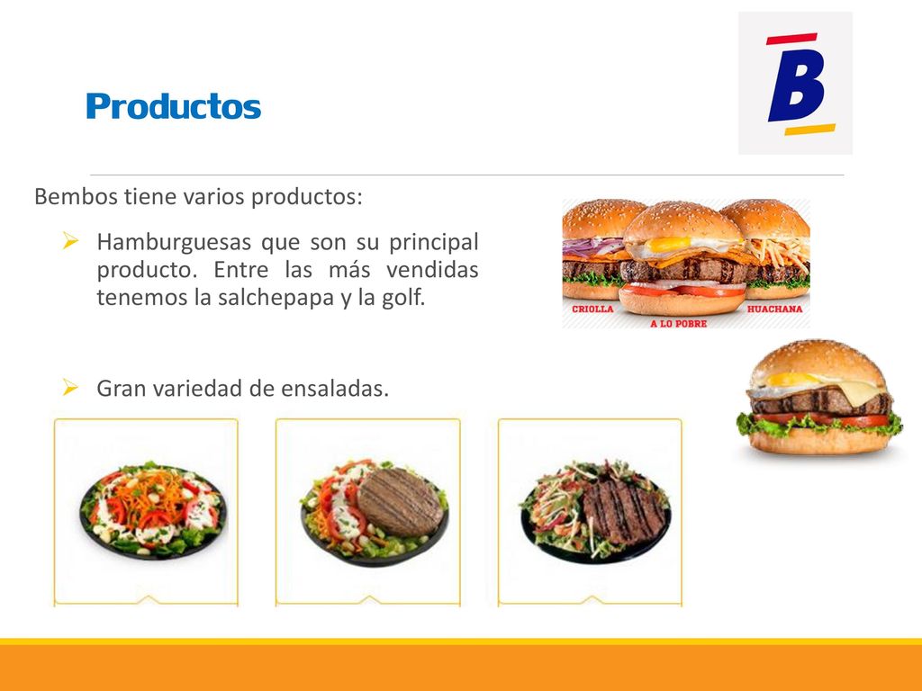 Productos Bembos tiene varios productos: