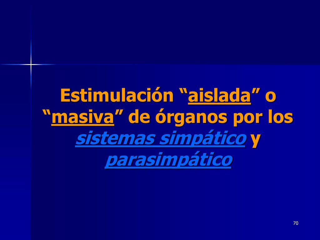 Estimulación aislada o masiva de órganos por los sistemas simpático y parasimpático