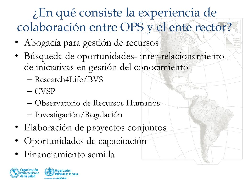 ¿En qué consiste la experiencia de colaboración entre OPS y el ente rector